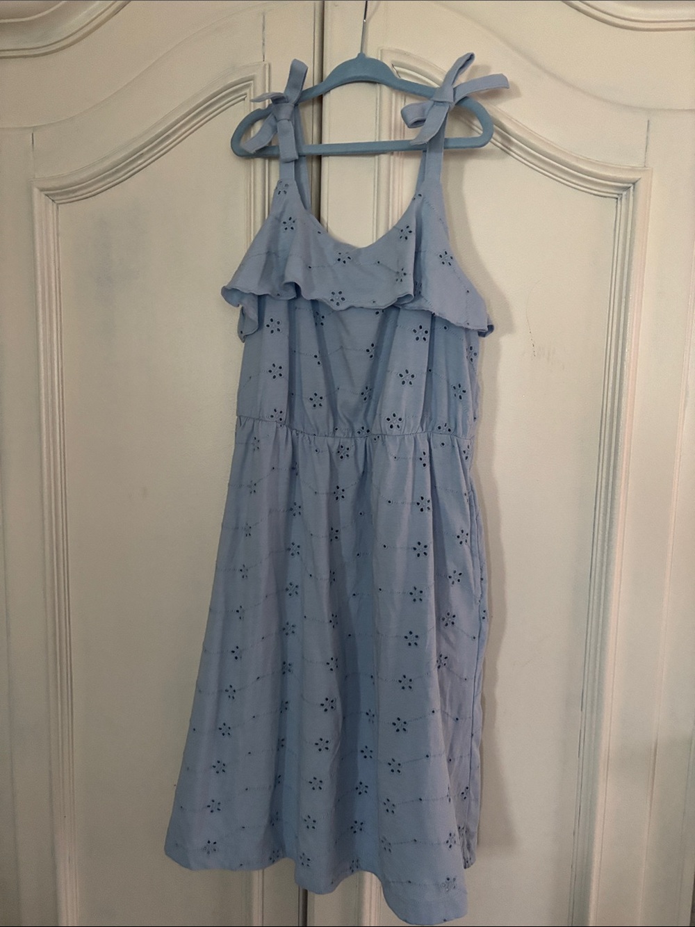 Cat & Jack Light Blue Eyelet Ruffle Tie-Shoulder Sundress
